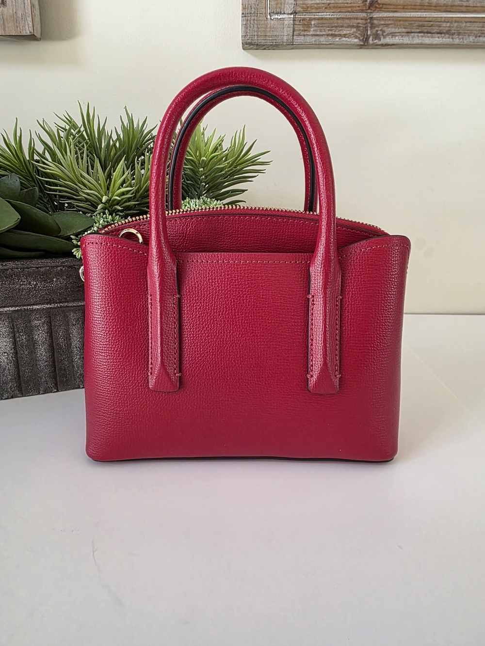 Kate Spade Margaux Mini Satchel Crossbody Hot Chili Red Textured Leather - Picture 4 of 14